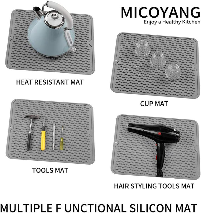 Silicone Dish Drying Mat, Grey, 16"×12"