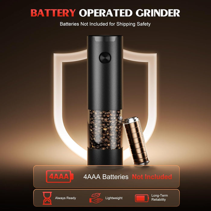 Electric Salt and Pepper Grinder Set Automatic Battery Pepper Mill Shakers Adjustable Coarseness Upgraded Larger Capacit