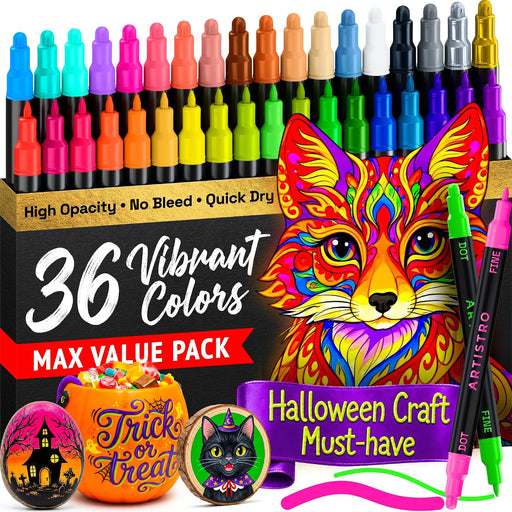 36 Multicolor Dual-Tip Acrylic Paint Marker Pens