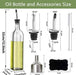 Olive Oil Dispenser Bottle, 2 Pcs Glass Olive Oil Dispenser and Vinegar Dispenser Set with 2 Stainless Steel Pourers, 4 Labels,1 Brush and 1 Funnel Oil Bottles for Kitchen (500Ml)