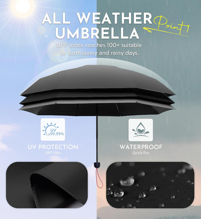 Mini Umbrella for Travel UPF 100+ UV Sun Compact for Purse Backpack