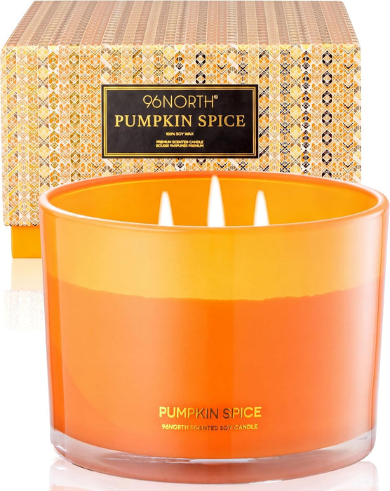 Luxury Pumpkin Soy Candle | Large 3 Wick Jar Candle | Halloween & Fall Decor | Up to 40 Hours Burning | 100% Natural Soy Wax | Relaxing Aromatherapy Candle | Halloween Fall Candle Gift