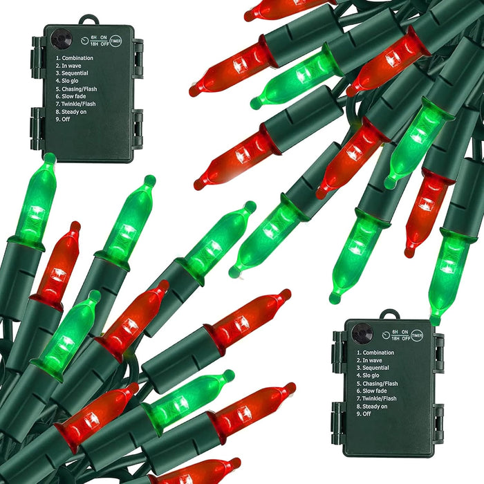 Battery Operated Christmas Lights, 2 Pack Total 100 LED 32 FT Battery Operated String Lights with 8 Modes, Xmas Lights f