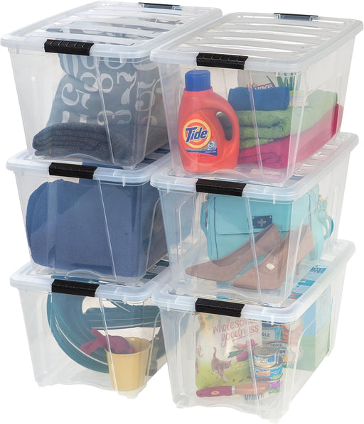 6-Pack 54 Quart Storage Bins with Lids, Clear