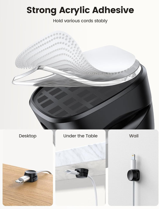 6Pack Cord Organizer, [1s Lock] Spring Cable Holder Clips for Desk