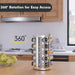 Revolving Spice Rack Set with 20 Spice Jars, Kitchen Spice Tower Organizer for Countertop or Cabinet -- Carousel Storage