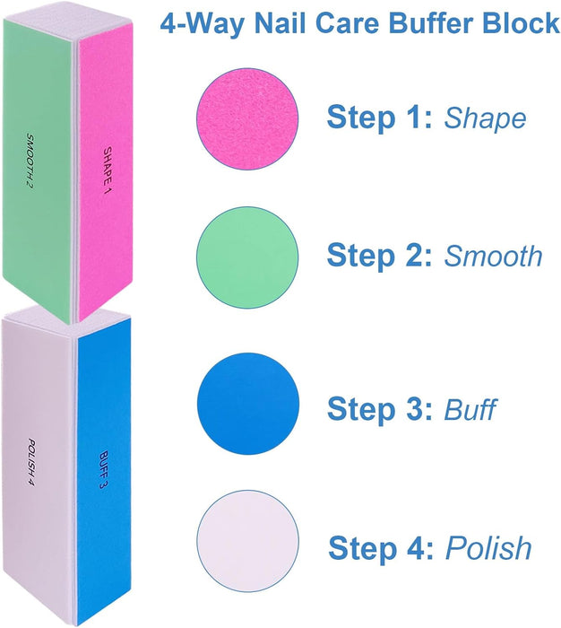Nail File and Buffer Set, 4 Way Nail Buffers Shine Kit Professional Nail Files for Natural Nails Manicure Filer Filing P
