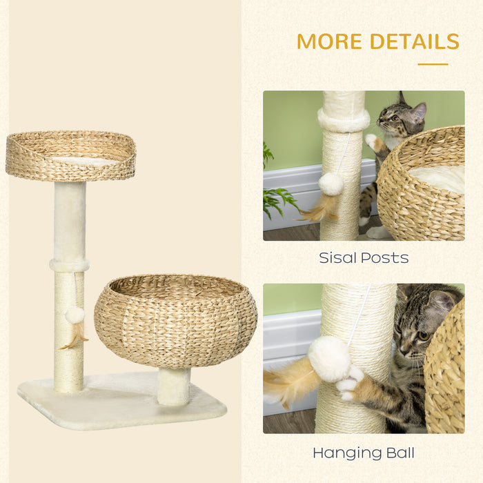 Elevated Cat Bed with Sisal Scratching Post