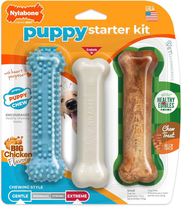 New Puppy Starter Kit, Puppy Teething Toys, 3 Pack, Blue