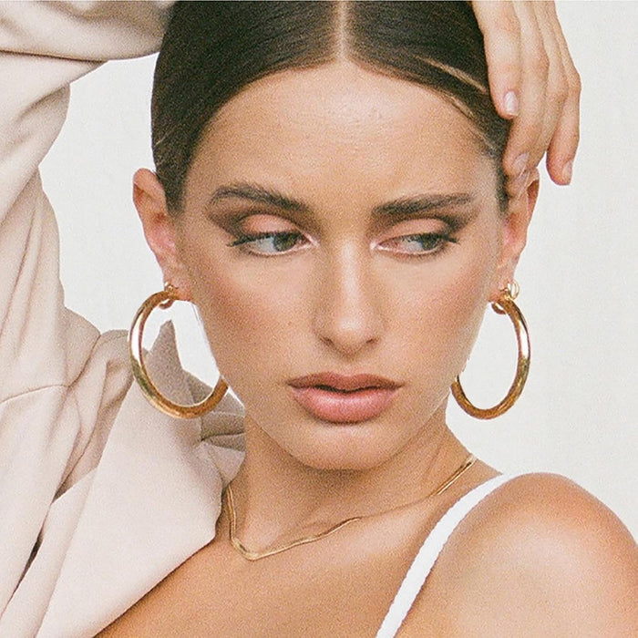 4mm Thick Gold Chunky Earrings Steling Silver Post Hoops Earrings For Women Hollow Tube Hoops Earrings Thick Gold Hoop Earrings Hypoallergenic Lightweight Gold Hoop Large Earrings 20/30/40/50/60MM