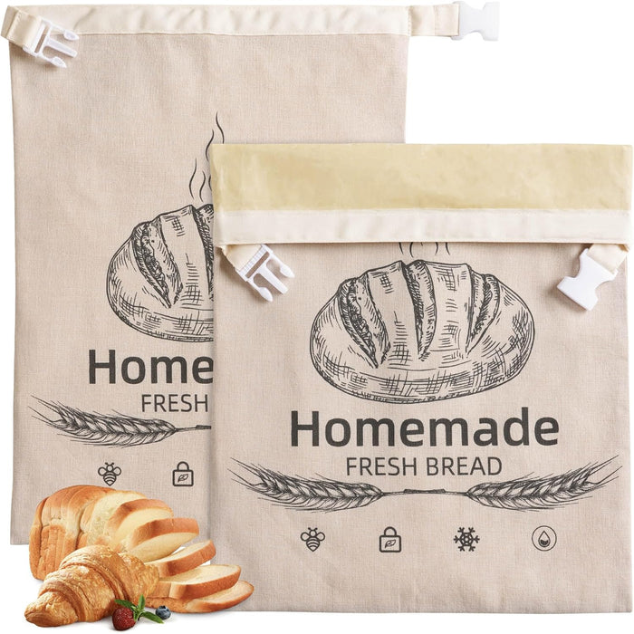 2 Pack Beeswax Bread Bags for Homemade Sourdough Reusable Beeswax Bread Bag