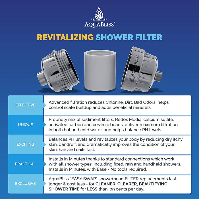 High Output Shower Filter Replacement Cartridge – Reduces Chemicals & Chlorine, Restores Ph Balance, Glowing Skin, Strong Nails & Shimmering Hair – 1-Pack (SFC100)