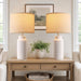 22.6" Modern Ceramic Bedside Lamps Set of 2, Lamps for Bedroom,White