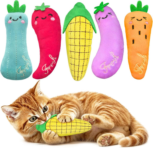 Catnip Cat Toys 5 Pack Vegetable Plush for Indoor Cats