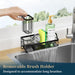 Sponge Holder for Kitchen Sink - Sink Caddy with Stainless Steel Self Drain Tray, Sink Organizer with High Brush Holder 