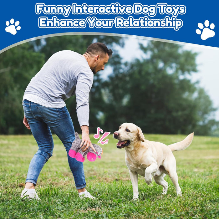 Plush Chew Toys for Large Dogs, Tough Crinkle Stuffed Animal Squeaky Interactive Toys for Small Medium Large Dogs, Keep 