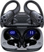 Bluetooth Headphones Wireless Earbuds 80hrs Playtime Wireless Charging Case Digital Display Sports Ear Buds with Earhook Deep Bass IPX7 Waterproof Over-Ear Earphones for TV Phone Laptop Black