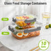 10 Sets 36 oz & 12 oz Glass Food Storage Containers with lids, Gray