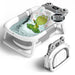 Baby Bathtub, Collapsible Newborn Bathtub for Infant to Toddler with Soft Cushion and Thermometer,Portable Travel Newborn Tub with No-Slip Feet, Baby Shower Gifts, 0-12 Months Baby Bath, Grey