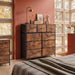 Tall Dresser for Bedroom, 9 Drawer Chest of Drawers, Rustic Brown