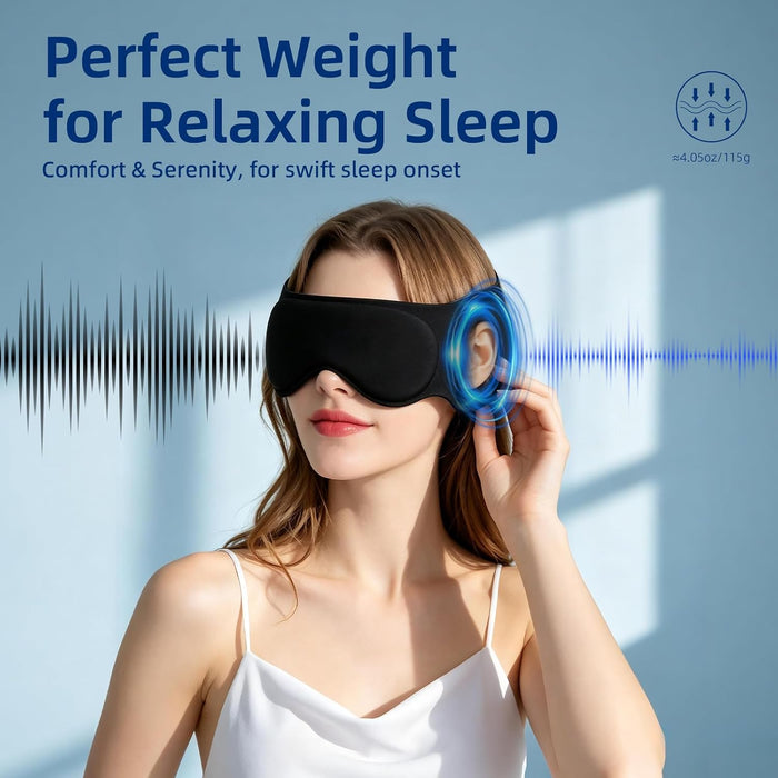 Weighted Sleep Mask, 100% Blackout Eye Mask with Sleep Ear Muffs