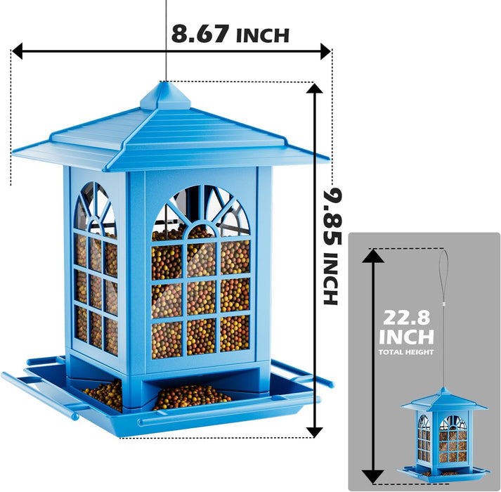 Bird Feeders for Outdoor Hanging, Assembly Required, 1-Min Easy Setup, Classic Courtyard Design, Attracting Cardinals Ch