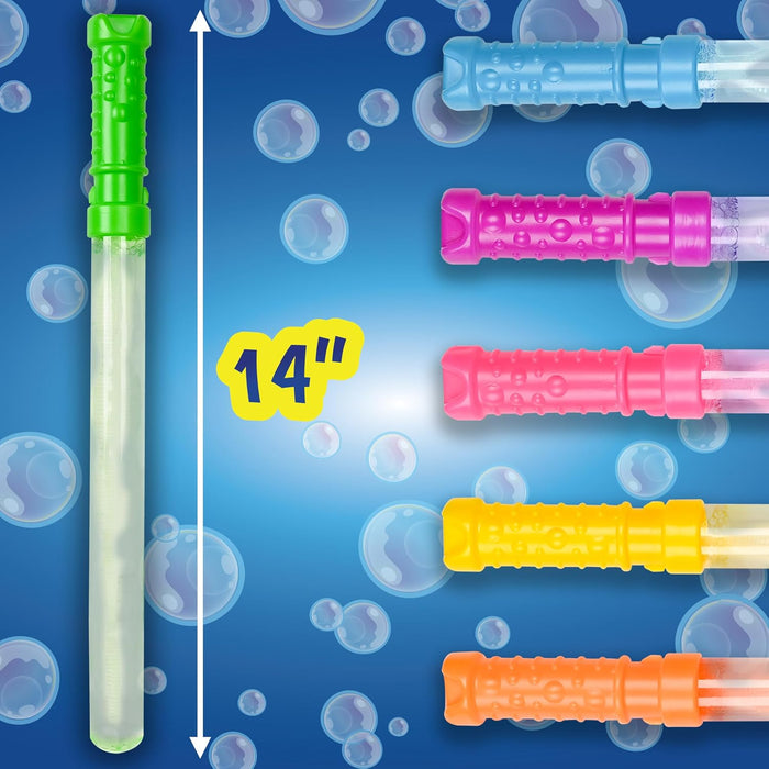 Sunny Days Entertainment  4oz Bubble Wands – 6 Pack Bubble Wand Toy | Summer Fun, Outdoor Birthday Party Favors for Kids, 101799 Blue