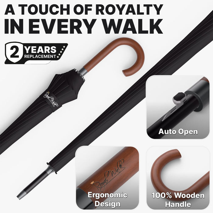 Large Umbrella for Rain & Golf, Windproof, Big, Heavy Duty Stick