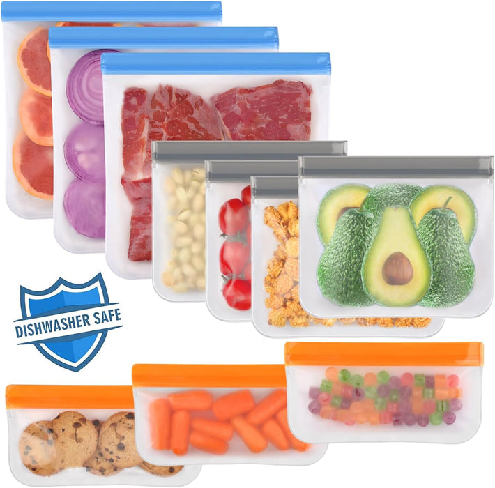 10 Pack Reusable Freezer Bags Dishwasher Safe, Food Storage Bags
