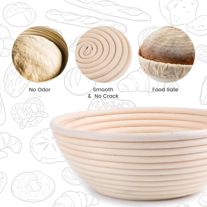 Bread Proofing Baskets Set of 2 8.5 inch Round Dough Proofing Bowls and Liners Perfect Home Sourdough Bread Baking supplies