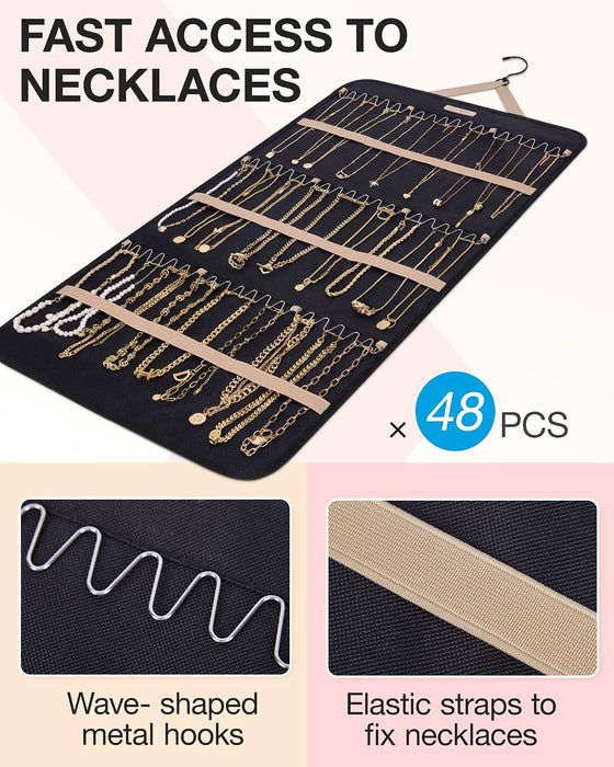 Hanging Jewelry Organizer Necklace/Earring/Ring 2-Sided XL Black