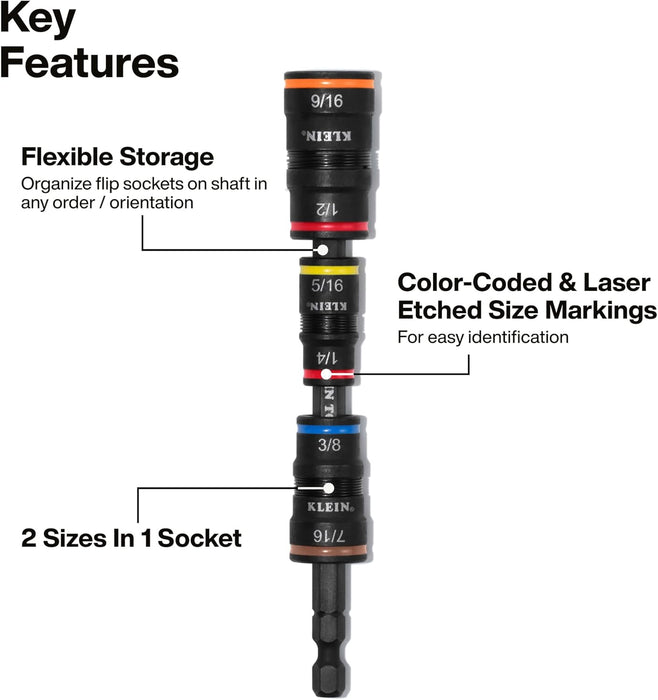 Klein Tools 32303HD Impact Driver Set, 20-in-1 SAE Impact Rated Sockets and Screwdriver Tool with Phillips, Slotted, Squ