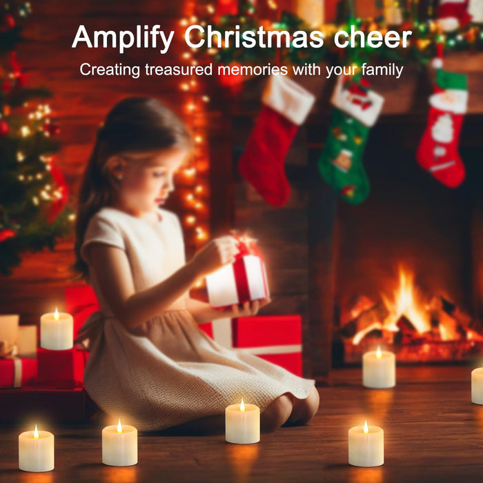Flickering Flameless Candles with 3D Moving Flame, Real Wax Battery Operated Candles with Timer and Remote, Last 600+ Hours, 3" x 3" LED Fake Candles for Home Wedding Christmas Decor, 2 Pack