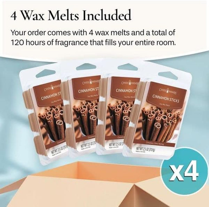 Etc Classic Wax Melts 2.5oz, Cinnamon Sticks Fragrance (4-Pack) – Each Pack has x4 2.5 oz Wax Melts and 30 Hours of Frag