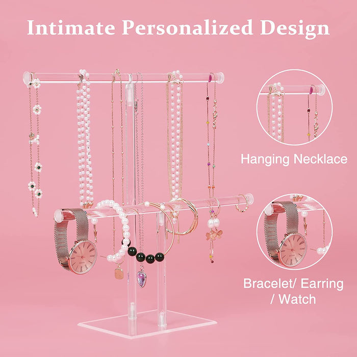 Acrylic Jewelry Stand, 2-Tier Necklace Holder, Jewelry Display Holder