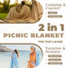 2 in 1 Extra Large Rug Outdoor Picnic Blanket Waterproof Woven Boho Mat Giant Beach Towel Travel Essential Yoga Accessor