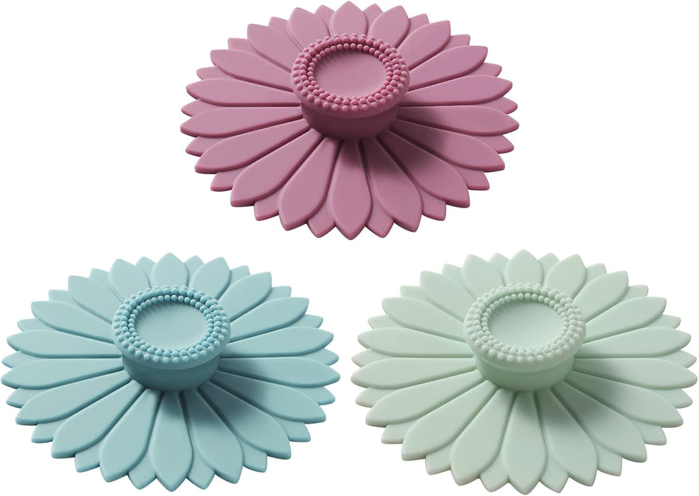 Sunflower Silicone Cup Covers (Set of 3),Multicolored Silicone Lids