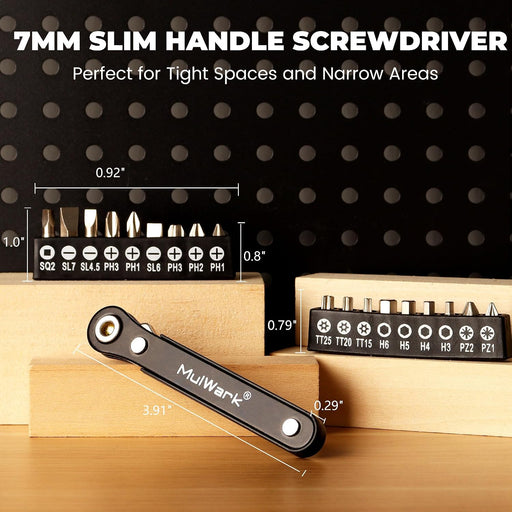 20pcs Small Screwdriver Set, 1/4" Right Angle Screwdriver Set, 90-Degree Offset Screwdriver for Tight Spaces, Auto Repair, Electronics, DIY Home Improvement EDC Tool Kit