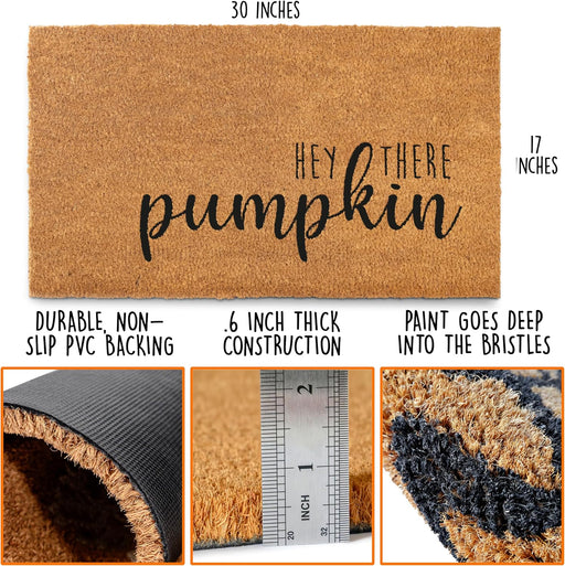 Hey There Pumpkin Door Mat 30x17 Inch, Hello Pumpkin Welcome Mat Coir Fall