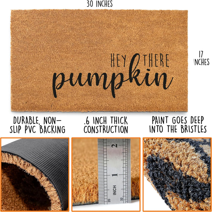 Hey There Pumpkin Door Mat 30x17 Inch, Hello Pumpkin Welcome Mat Coir Fall