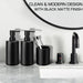 Matte Black Bathroom Accessories Set, 5 Pcs Bathroom Accessories Set, Glass Soap Dispenser and Toothbrush Holder Set, Qtip Holder and Cotton Ball Holder, Modern Bathroom Decor Sets