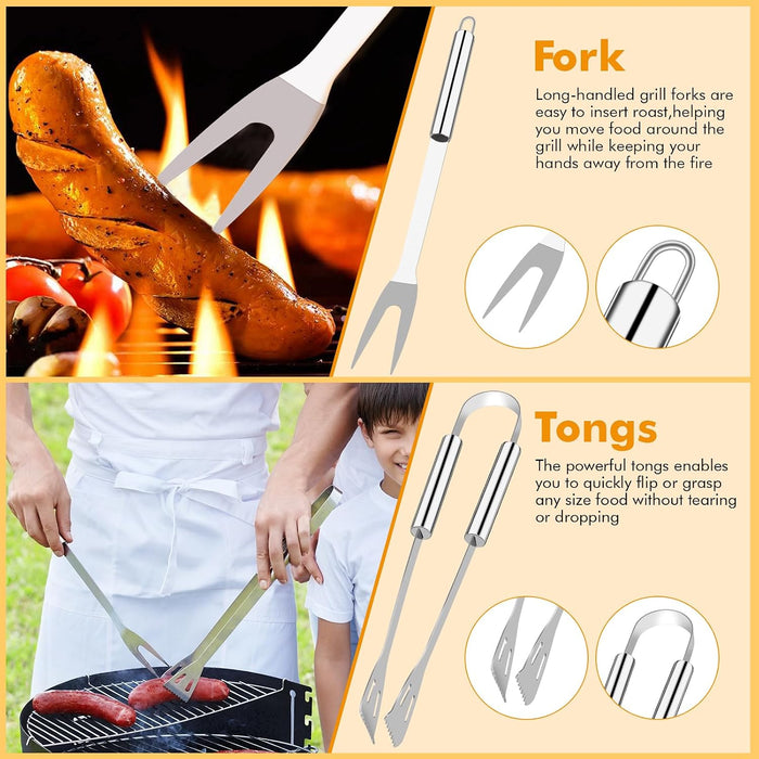 Grill Utensils Set,15 Pcs Stainless Steel BBQ Accessories Set