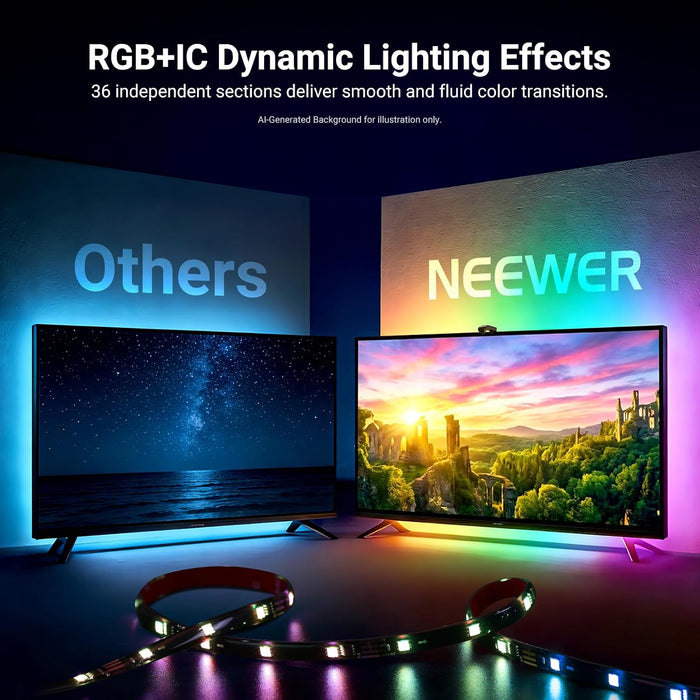 Basics NS03 TV Backlight for 55"-65" Screens, 11.8ft/3.6m LED RGB