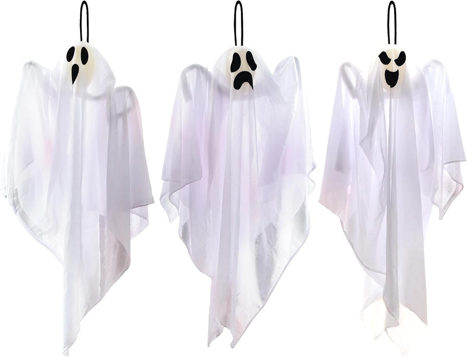 3 PCS Halloween Party Decorations 27.5" Hanging Ghosts, Cute Flying Ghosts for Front Yard Patio Lawn Garden Party Décor 