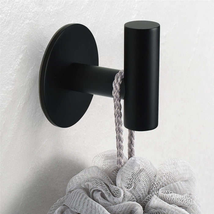 Matte Black Self Adhesive Stainless Steel Towel Hook (2-Pack)