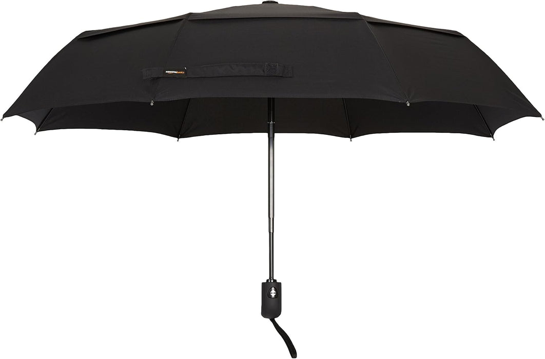 Round Travel Umbrella with Auto Open/Close Button, Wind-Proof Compact Design, Wind Vent, Strong Alloy Steel Frame, Soft-