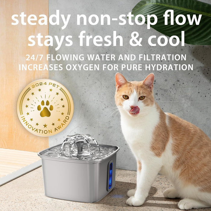 Innovation Award Winner Stainless Steel Cat Water Fountain, 108oz, C1