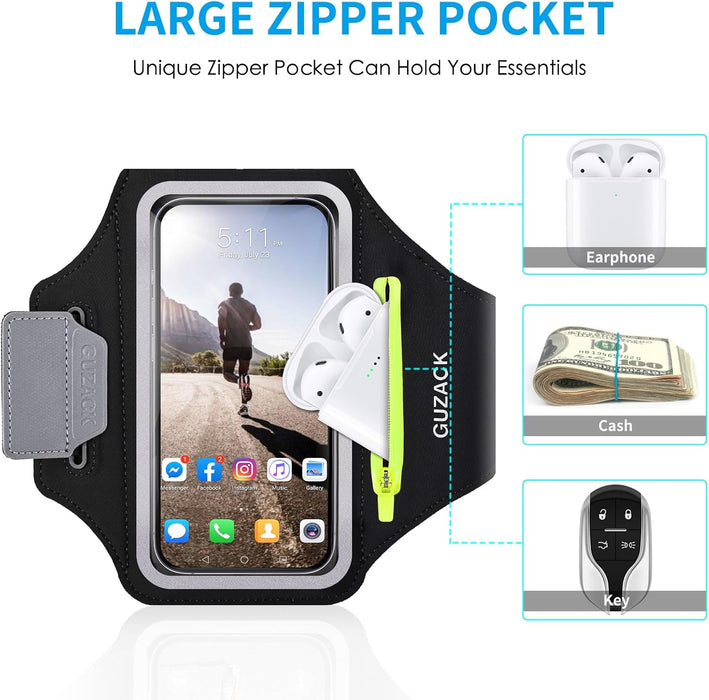 Running Armband for iPhone 18 Pro Max 17 16 15 14 13, Galaxy S26/S25/S24/S23, with Card Slot & Key Pockets, Sports Arm B