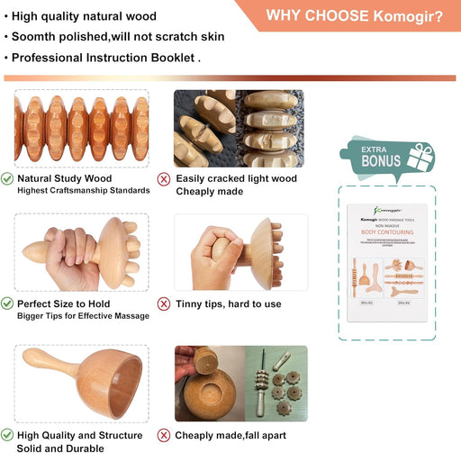 Wood Therapy Massage Tools 5-in-1 Lymphatic Drainage Massager Maderoterapia Kit Wooden Massager Body Sculpting Tools for