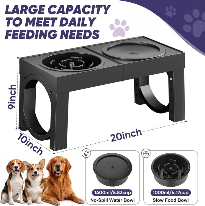 Elevated Dog Bowls Large Breed Raised Dogs Bowl Stand Large/Medium Sized Dog Slow Feeder Dogs Bowls Food Water Stands 5 